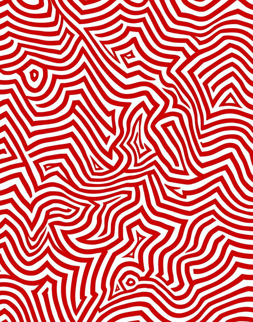Red Abstract Maze Stripes Rug