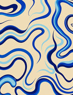 Azure Flowing Swirl Pattern Rug
