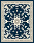 Classic Navy Floral Medallion Rug