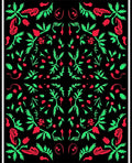 Vibrant Red Green Botanical Garden Rug