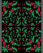 Vibrant Red Green Botanical Garden Rug