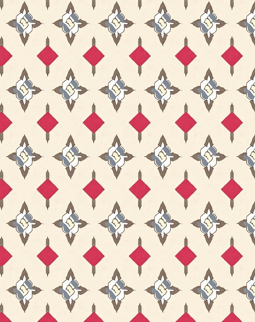 Vintage Floral Diamond Pattern Rug