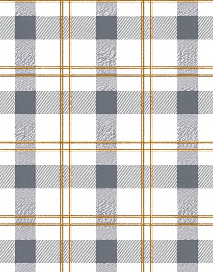 Classic Gray White Gold Tartan Pattern Rug