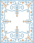 Classic Floral Scrollwork Blue Orange Rug