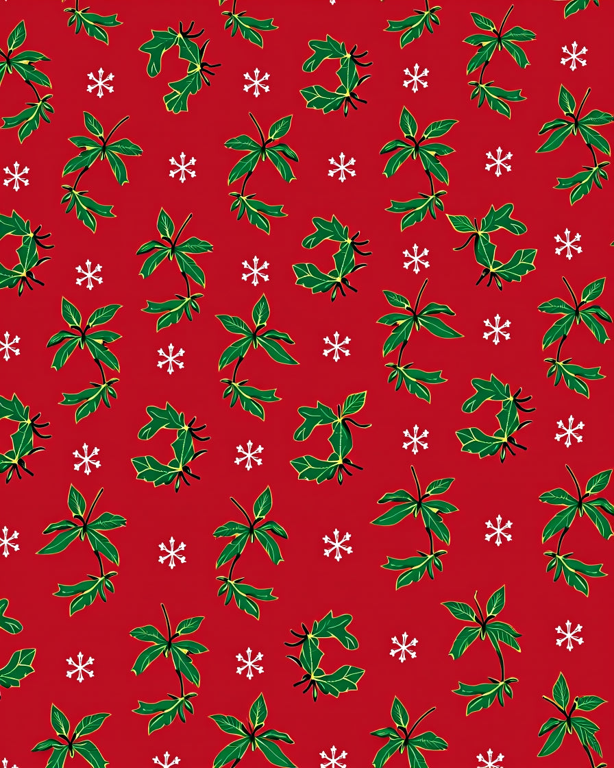 Christmas Scarlet Poinsettia Snowflake Scatter Rug