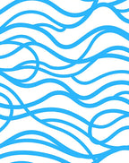 Abstract Blue Wave Pattern Rug