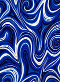 Navy White Swirling Waves Rug