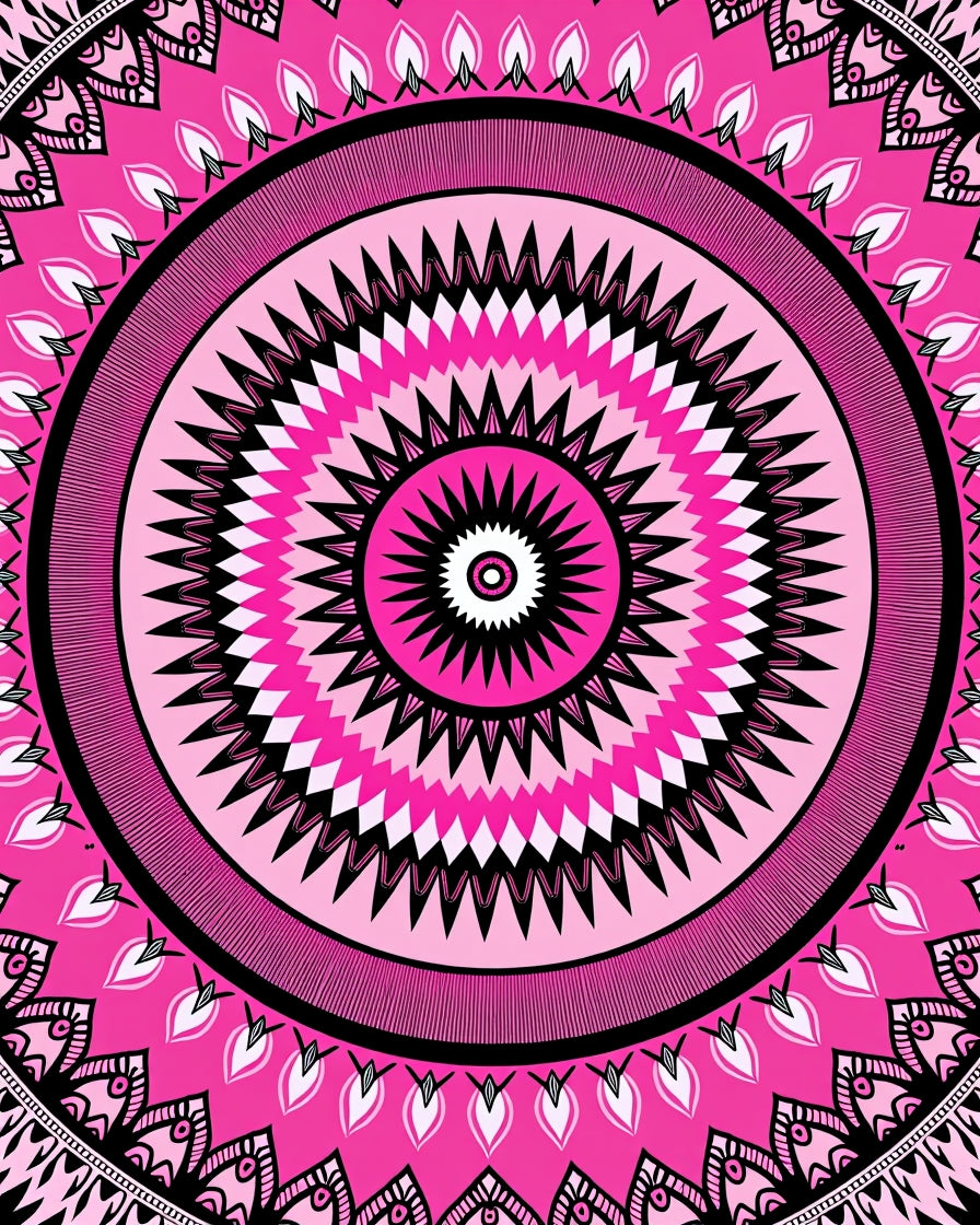 Vibrant Pink Mandala Pattern Rug