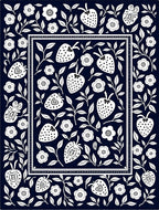 Whimsical White Strawberry Floral Pattern Rug
