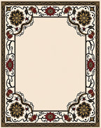 Ornate Floral Border Design Rug