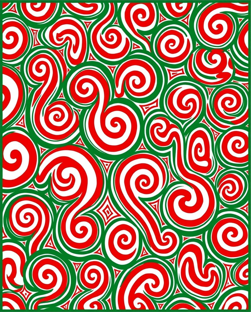 Candy Cane Swirl Red Green Art Rug