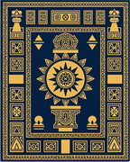 Ancient Sun Gold Blue Pattern Rug
