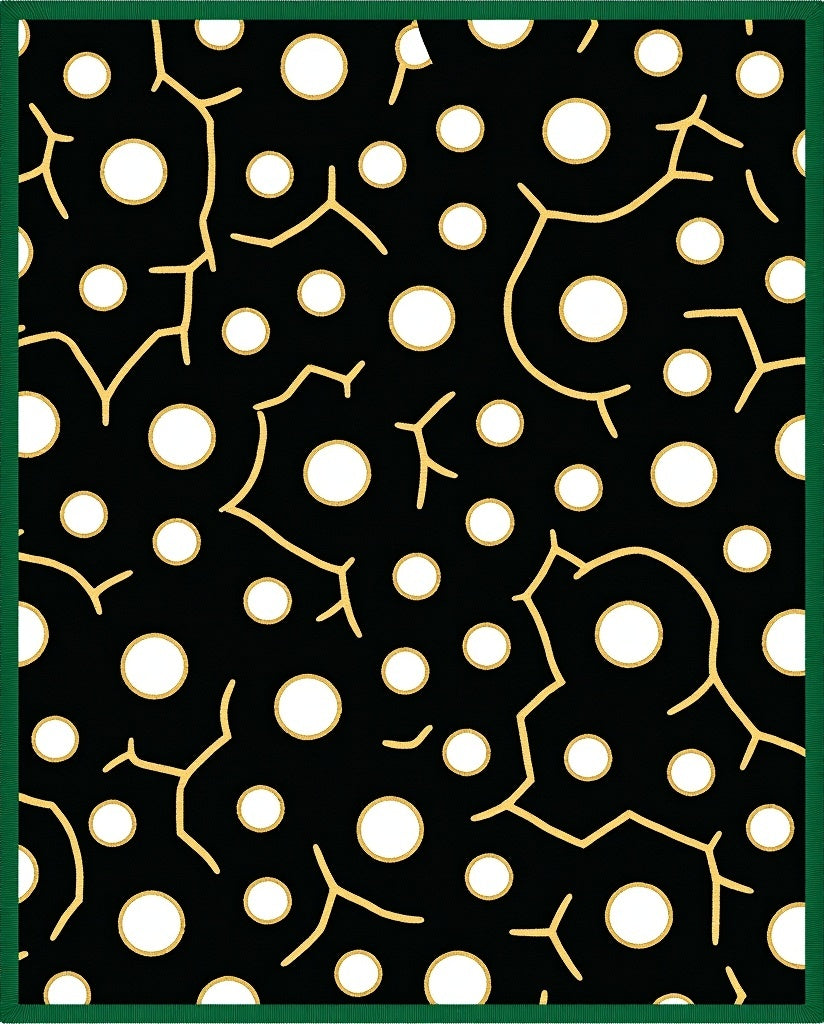 Black White Gold Abstract Circles Rug
