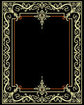 Ornate Cream and Orange Scrollwork Border Rug