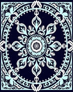 Mandala Patterned Light Blue Geometric Rug