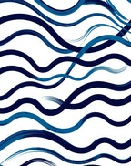 Navy and Teal Brushstroke Waves Pattern Rug