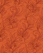 Orange Leaf Patterned Artistic Rug