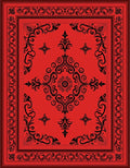 Elegant Red Floral Scroll Rug