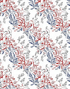 Red Blue Abstract Branch Pattern Rug