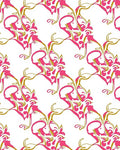 Whimsical Pink Gold Floral Scroll Rug