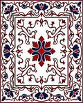 Classic Red Blue Floral Pattern Rug