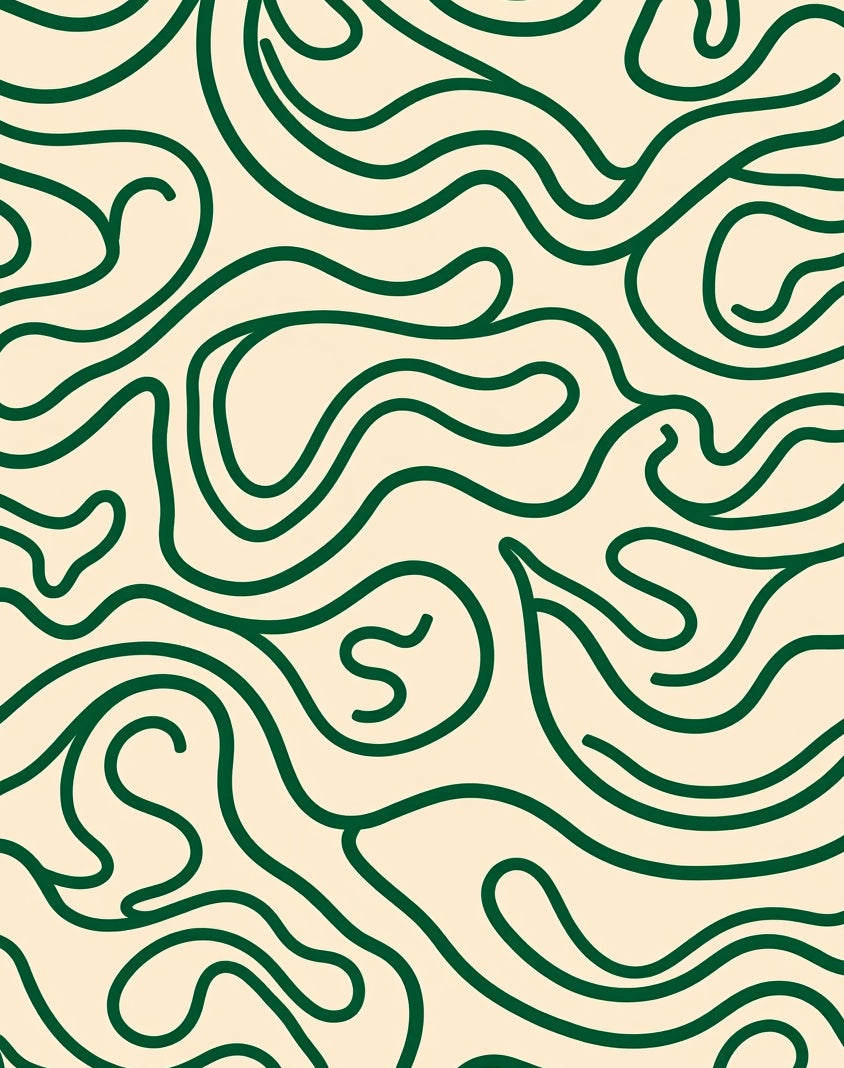 Abstract Green Swirl Pattern Rug