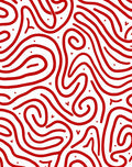 Bold Red Wavy Line Art Rug