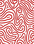Bold Red Wavy Line Art Rug