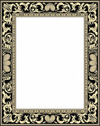 Ornate Black Gold Floral Border Rug