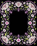 Whimsical Floral Frame with Roses Rug