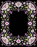 Whimsical Floral Frame with Roses Rug