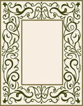 Elegant Green Floral Scroll Border Design Rug