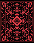 Bold Floral Red and Black Pattern Rug