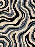 Abstract Blue Beige Black Wave Pattern Rug