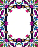 Vibrant Floral Border With Geometric Motifs Rug