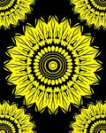Bold Yellow Sunburst Mandala Pattern Rug