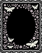 Cream Butterfly Floral Lace Design Rug
