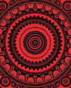 Radiant Red Black Mandalas Pattern Rug