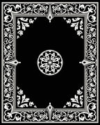 Ornate Floral Border Geometric Design Rug