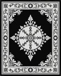 Ornate Black White Mandala Design Rug