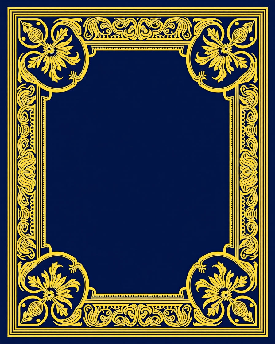 Elegant Gold Floral Border Design Rug