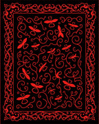 Red Butterflies With Flourishing Swirls Design Rug