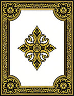Ornate Gold Floral Centerpiece Frame Rug
