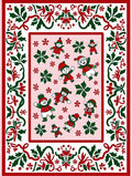 Festive Red Green Christmas Snowman Border Rug