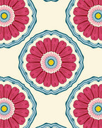 Floral Medallion Patterned Cream Background Rug