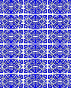 Blue White Symmetry Floral Pattern Rug