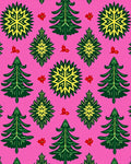 Pink Green Yellow Festive Trees Rug