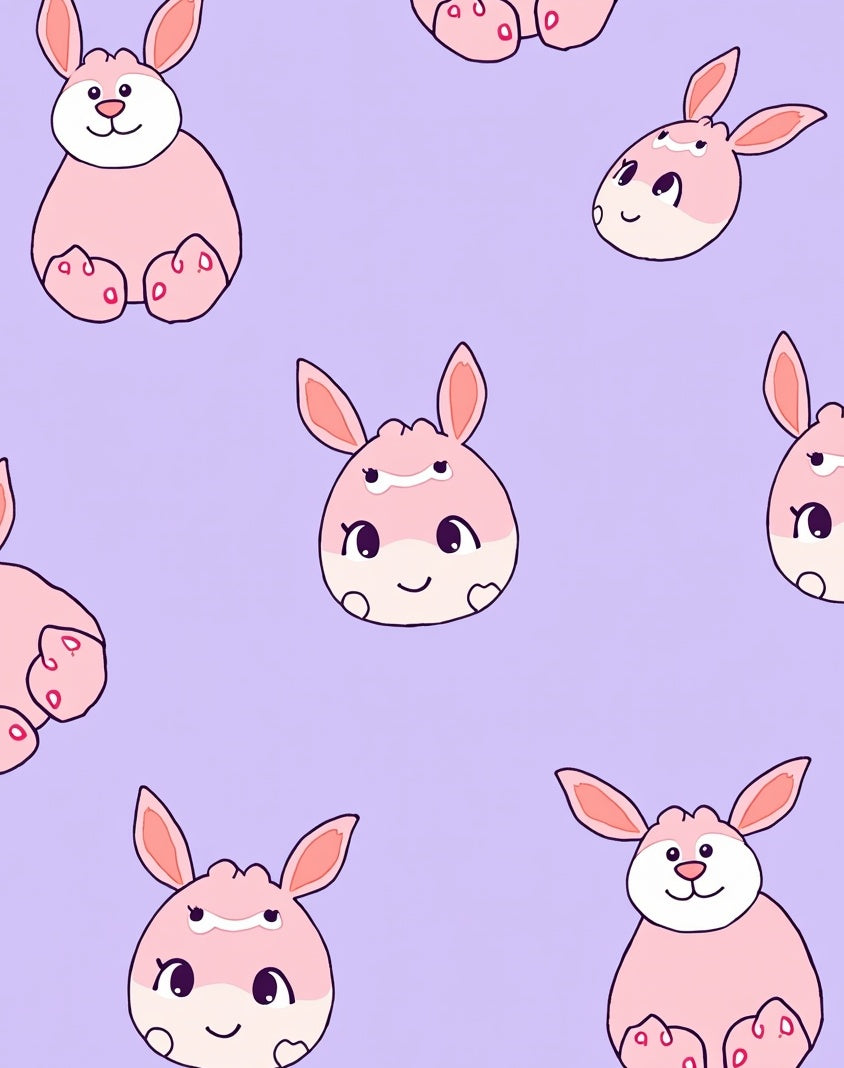 Pink Bunny Pattern Design Rug