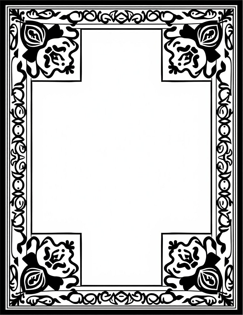 Ornate Floral Border Design Rug