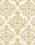 Regal Gold Floral Damask Pattern Rug